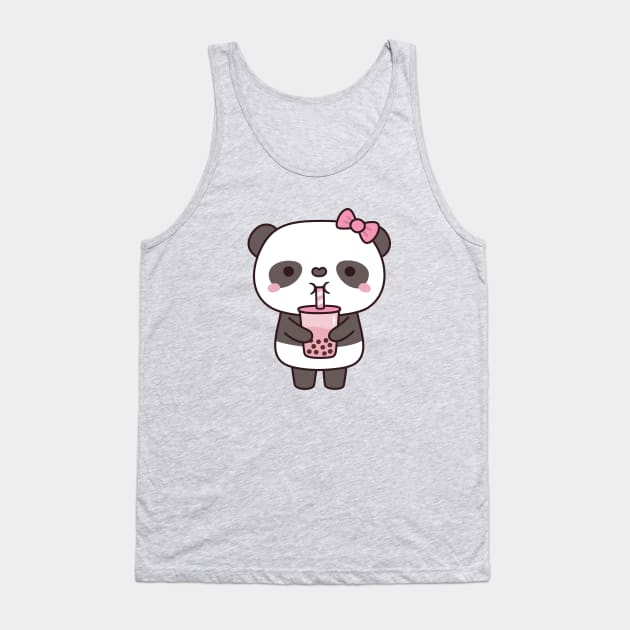 Cute Girl Panda Drinking Bubble Milk Tea Tank Top by rustydoodle